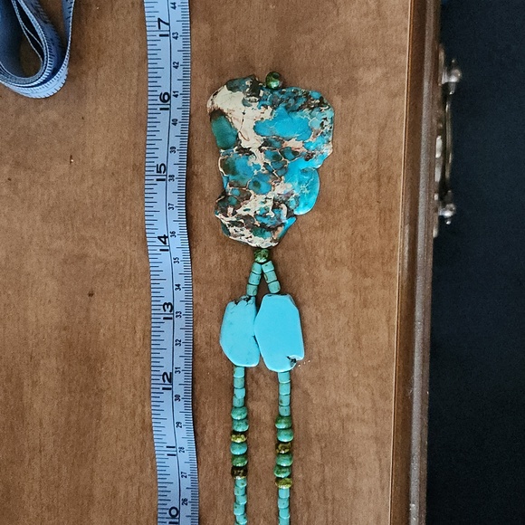 Large sea jasper and turquoise necklace - Picture 5 of 5